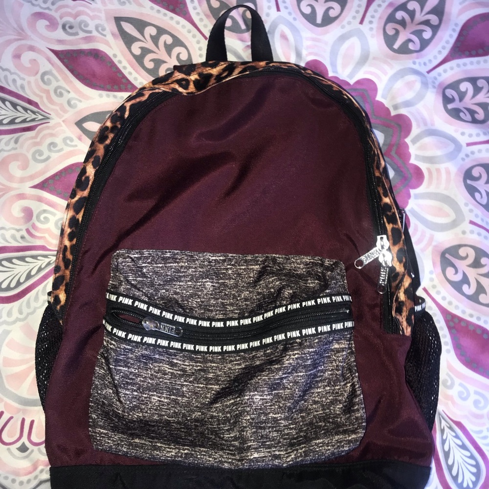 PINK burgundy campus backpack